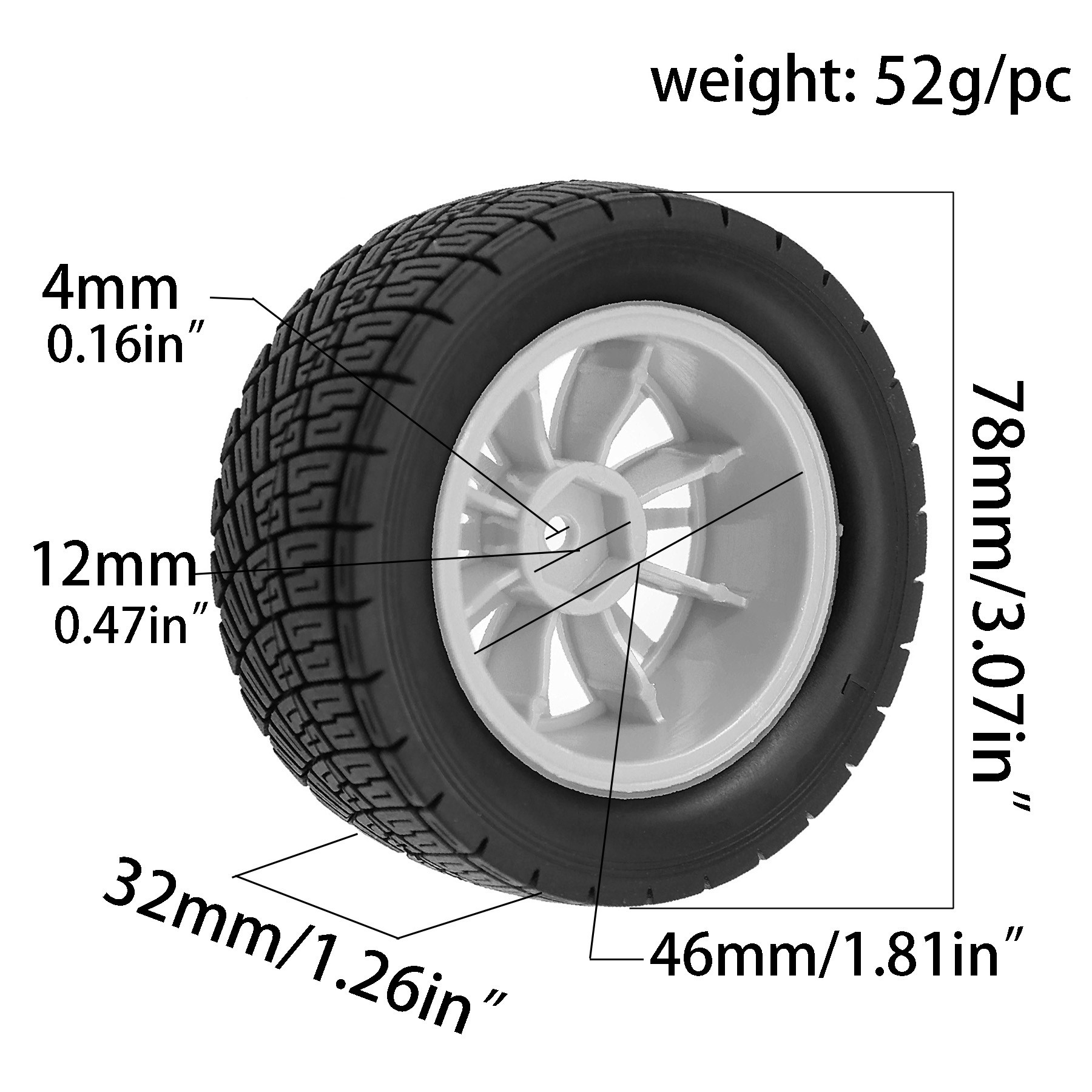 78mm 1/10 RC Rally Rubber Tire - огляд і ціна Rc Tire Foam Insert