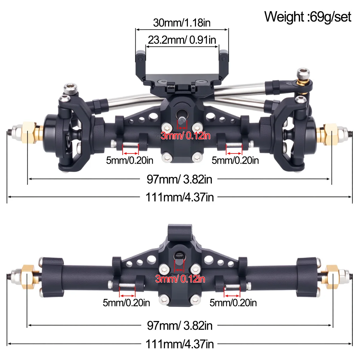 Plastic SCX24 Front Rear Axle  - огляд і ціна Rc Hobby Crawler