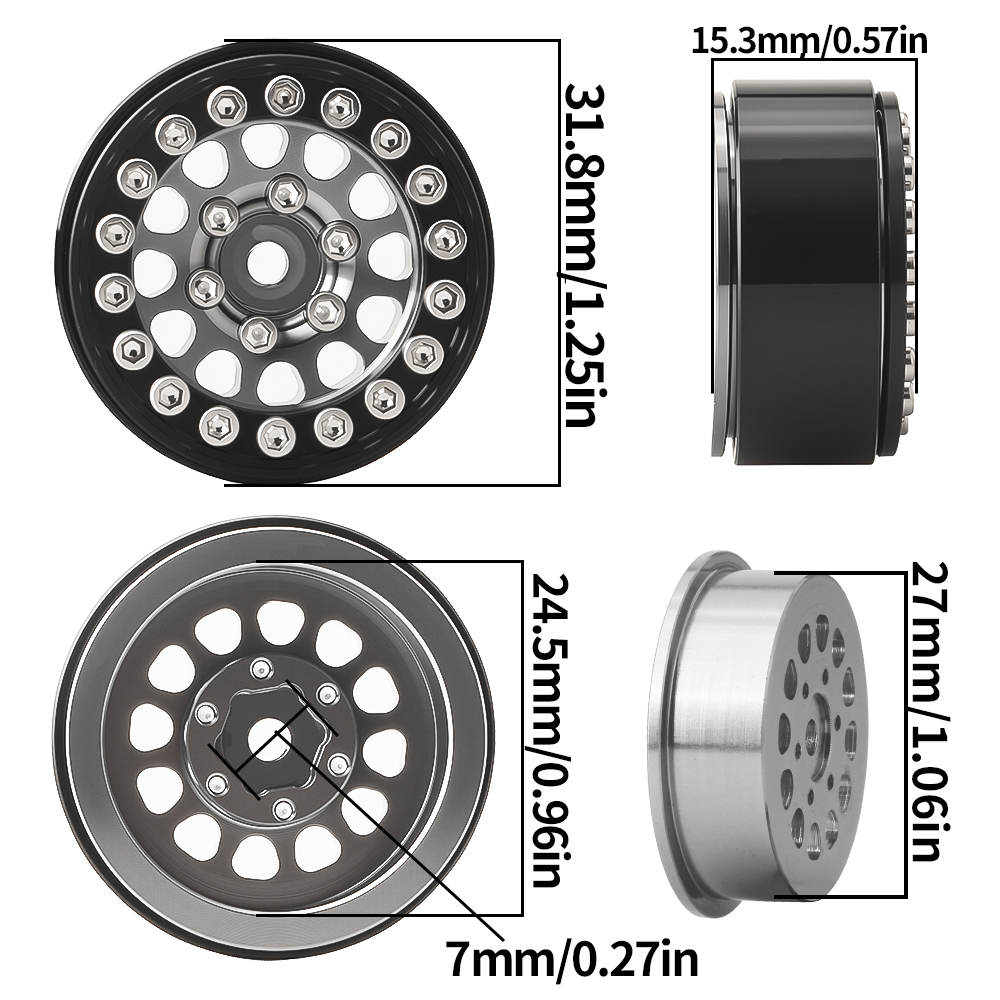 BDX RC1.1/1.0 Inch Beadlock Wh - огляд і ціна Rc Tire Foam Insert